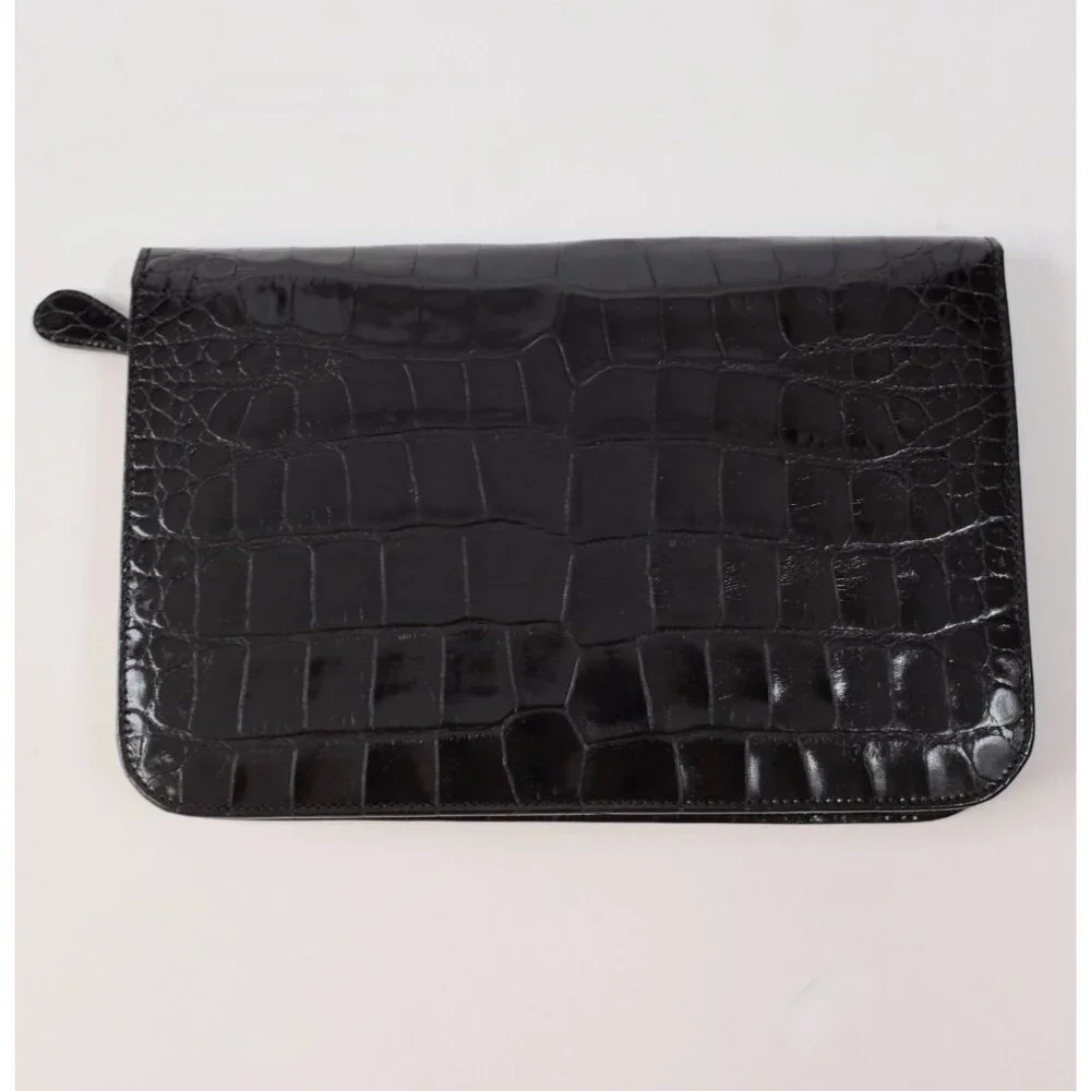New Giorgio Armani crocodile alligator embossed travel portfolio bag